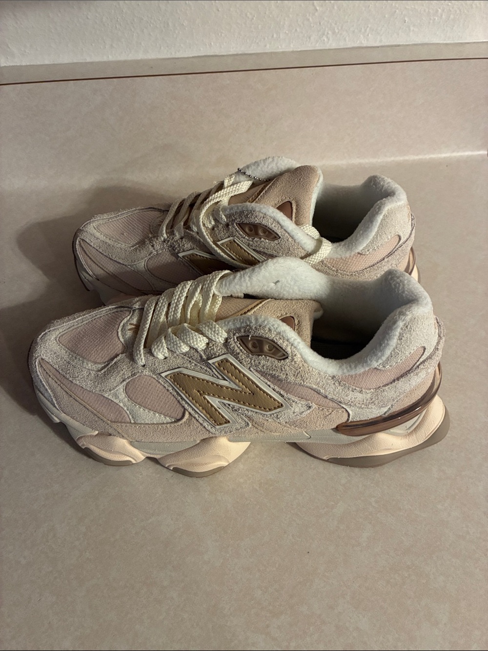 New Balance Soft Pink & Beige Chunky Sneakers
